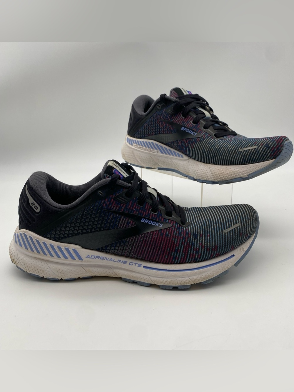 Brooks Women's size 9 Adrenaline GTS 22 Running Shoes Black Blue Purple Sneakers